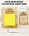 porte-notes en bois, porte Post-it personnalisé, cadeau maîtresse, cadeau maman, cadeau mamie, cadeau fin d'année scolaire