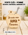 Porte clés pomme maitresse. Porte clés bois cadeau. cadeau bois maitresse. cadeau ATSEM original. Porte clés ATSEM