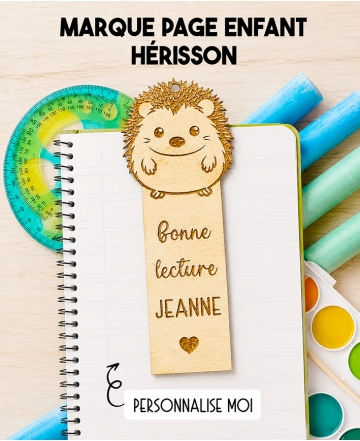Marque page enfant en bois Hérisson. marque page bois personnalisé. marque page enfant. cadeau enfant lecture