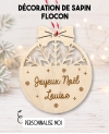 Boule de noël en bois. Décoration noël prénom. Boule noël bois personnalisée. Boule noël prénom flocon