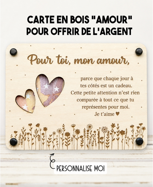 carte amour argent, cadeau saint valentin, cadeau couple