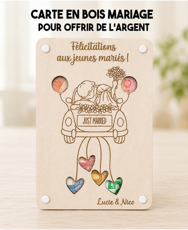 Carte cadeau mariage personnalisée. Carte cadeau mariage. Cadeau mariés original. offrir argent mariage original