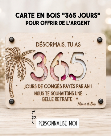 carte retraite, offrir de l’argent retraite, carte en bois retraite, cadeau retraite original, dée cadeau retraite