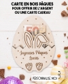 carte en bois pâques. Carte cadeau pâques. Cadeau pâques original. offrir argent pâques original
