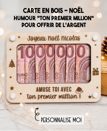 carte bois originale noël. carte argent noël. enveloppe argent noël. cadeau humour noël.