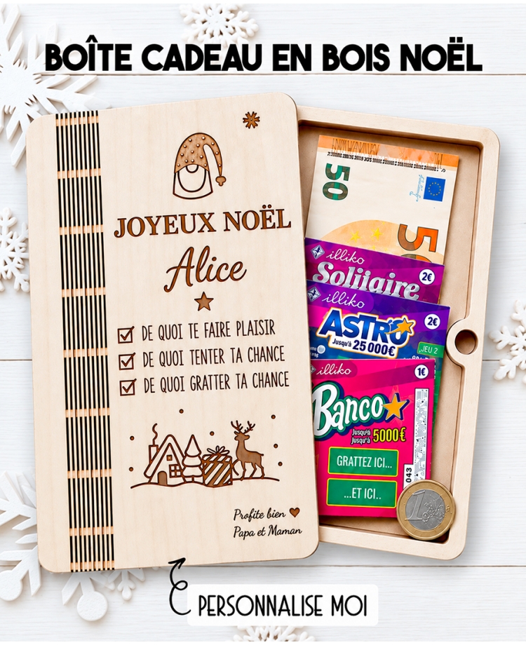 boîte cadeau noël, boîte en bois noël, boîte cadeau personnalisée, cadeau noël personnalisé, cadeau noël original