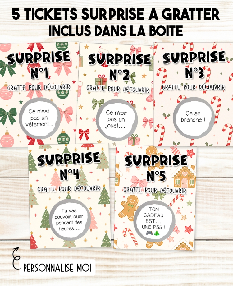 carte Noël personnalisée, carte Noël bois, cadeau Noël personnalisé, carte à gratter Noël, idée cadeau Noël