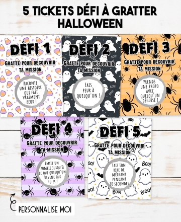 carte à gratter Halloween, défis Halloween, cartes Halloween personnalisées, jeu Halloween, cadeau Halloween