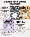 carte à gratter Halloween, défis Halloween, cartes Halloween personnalisées, jeu Halloween, cadeau Halloween