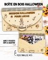 boîte halloween personnalisée, cadeau halloween, défi à gratter, boîte en bois halloween, ticket à gratter