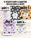 boîte halloween personnalisée, cadeau halloween, défi à gratter, boîte en bois halloween, ticket à gratter