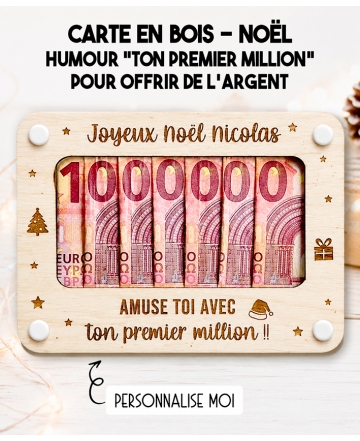 carte bois originale noël. carte argent noël. enveloppe argent noël. cadeau humour noël.