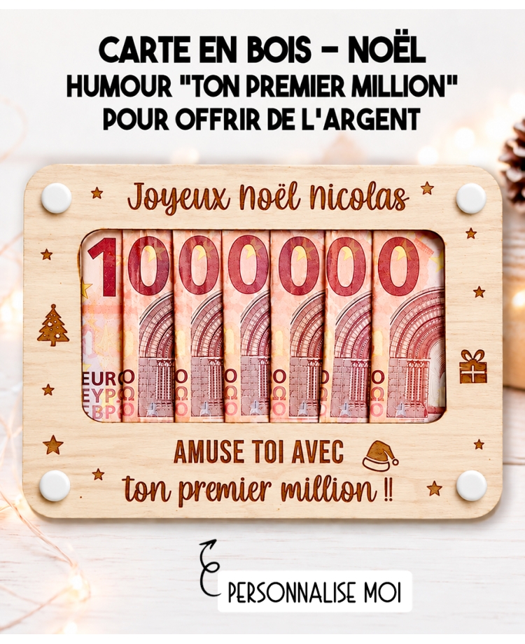 carte bois originale noël. carte argent noël. enveloppe argent noël. cadeau humour noël. enveloppe argent