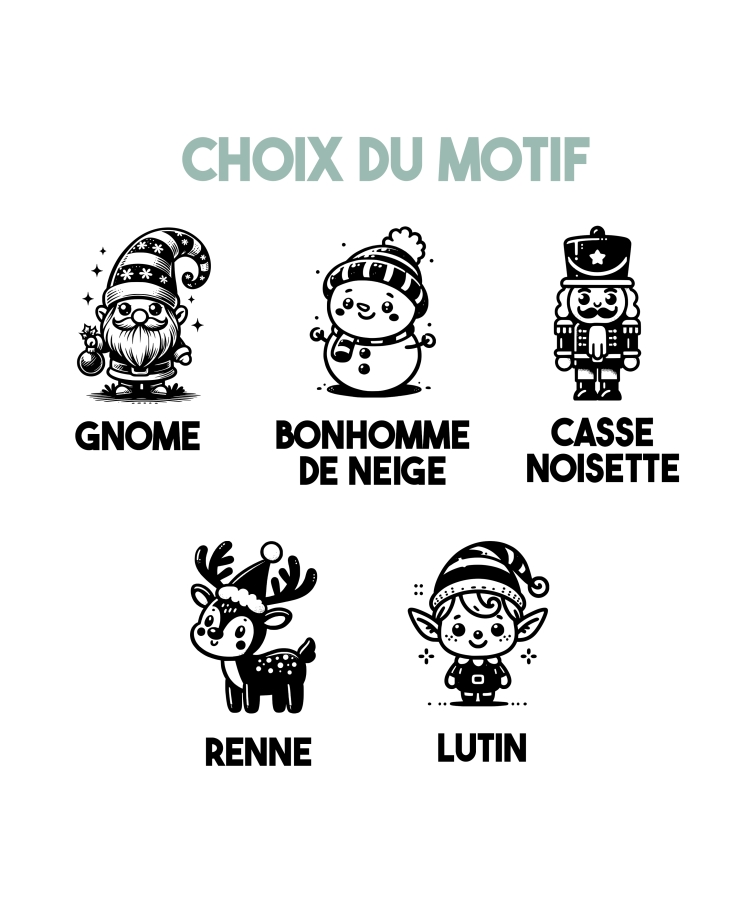 Marque-place de Noël en bois personnalisé avec prénom